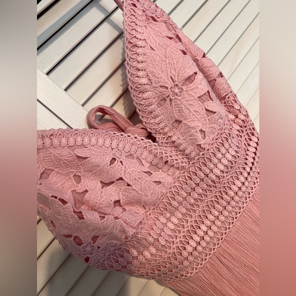 Pink spaghetti strap short dress